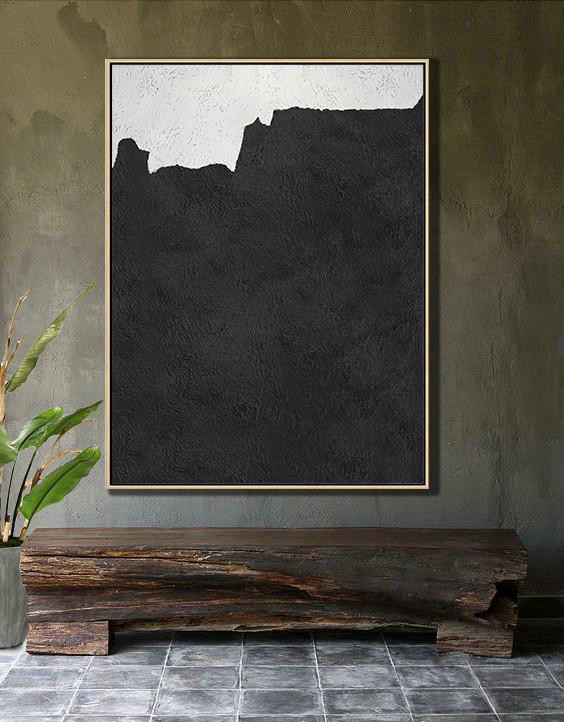 Handmade Extra Large Contemporary Painting,Black And White Minimal Painting On Canvas - Hand Paint Large Art